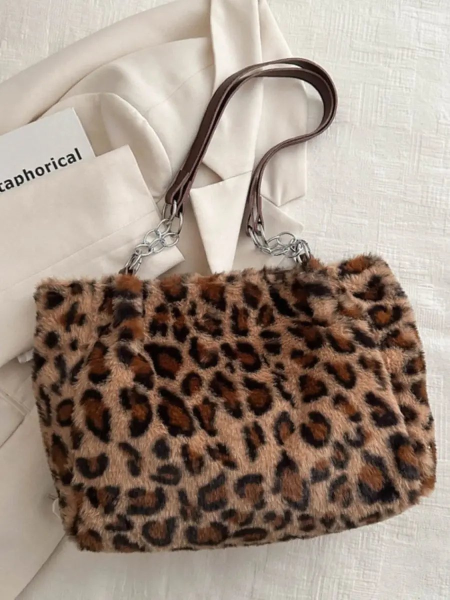 Faux Fur Leopard Shoulder Bag - Love Salve